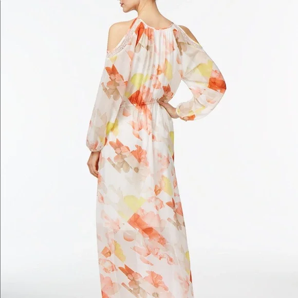 Calvin Klein Rose Maxi Dress with Cold Shoulders - Picture 5 of 5